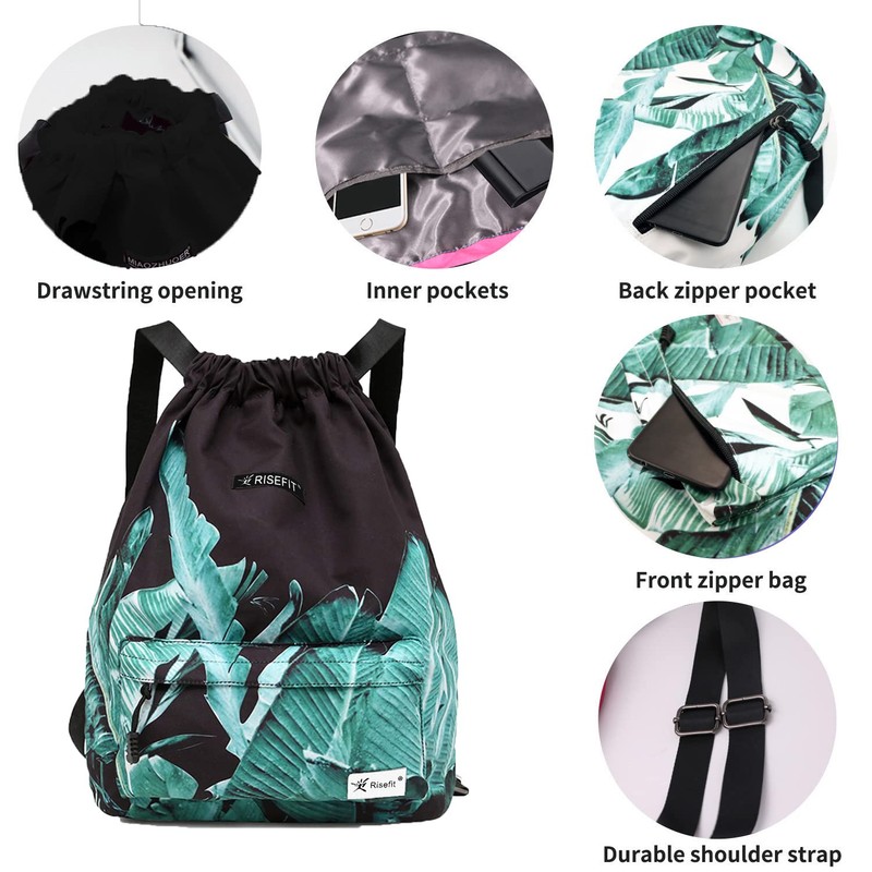 Risefit - Bolsa impermeable con cordón, bolsa de gimnasio, mochila