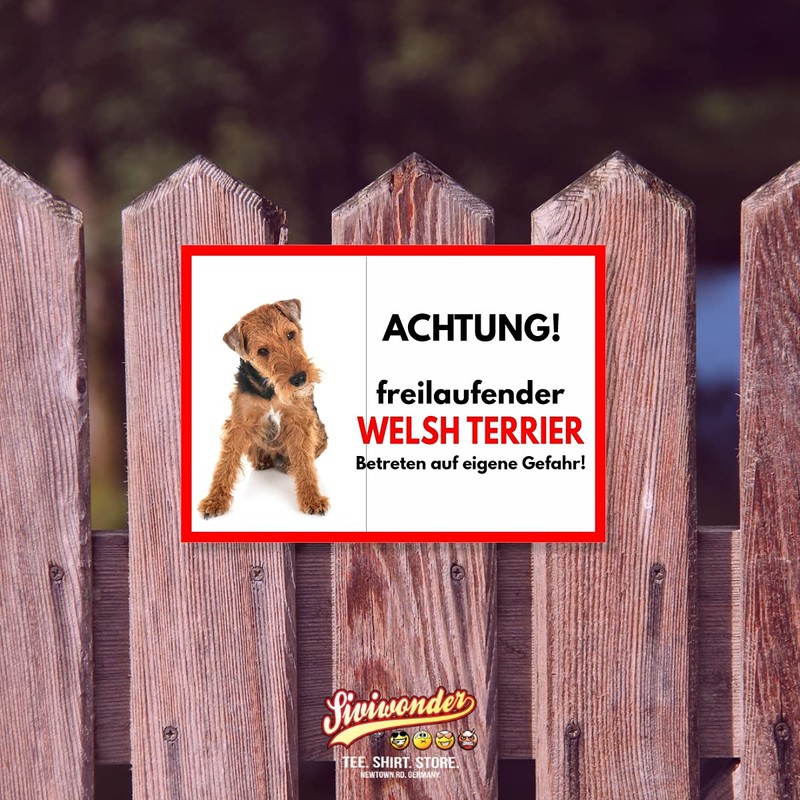 Welsh Terrier Free-Ranging Dog Sign with Saying Door Sign Dog