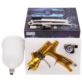 JZNTOOLS HVLP Spray Gun Automotive Paint Spray Gun 1.4mm Stainless Steel Nozzle 600ml Cup Professional Gravity Feed Paint Spray Gun Waterborne Air Spray Gun Paint Spray Gun Air Brush (Gold)