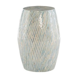 Riverbay Furniture Mosaic Capiz Drum Table in Light Blue