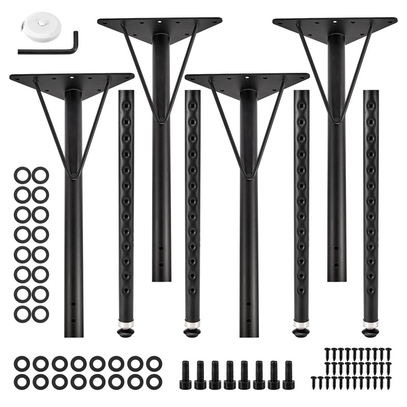 Pilida Adjustable Table Legs 19-30 Inch,Heavy Duty Steel Furniture Legs
