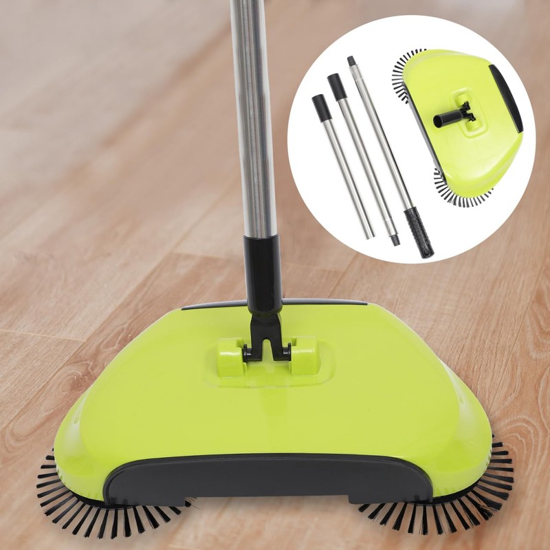 Manual Push Floor Sweeper Broom, Hand Push Sweeper with Enclosed