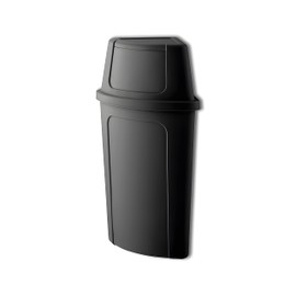 Zedfire 21 Gallon Black Plastic Recycling Bin with Push Door Lid, Commercial Durable Trash Can