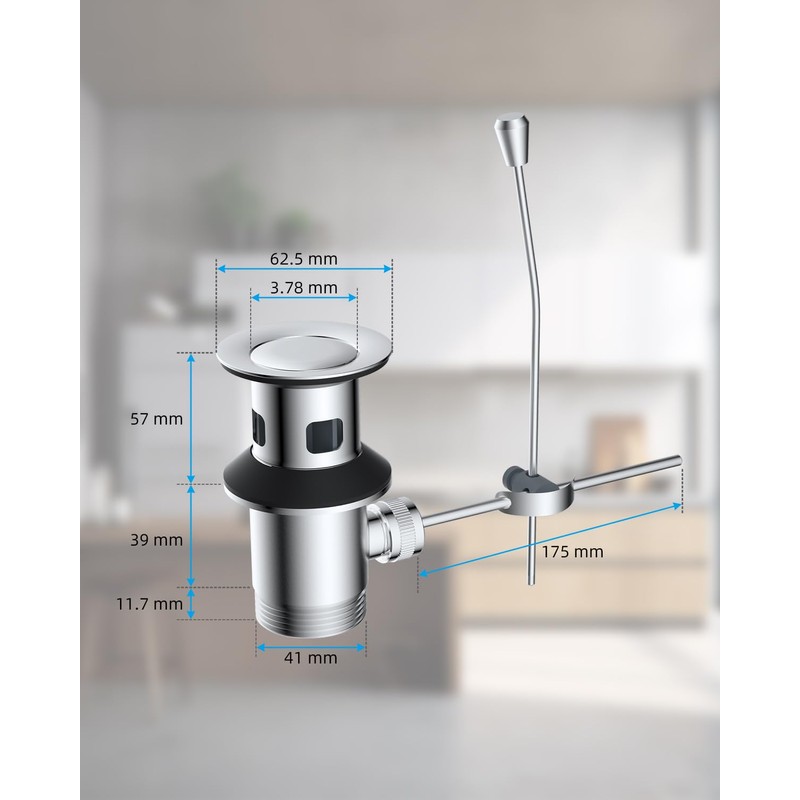 Hibbent Pull Rod Drain Fitting with Overflow Sink Drain Valve