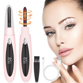 Heated Eyelash Curler for 24 Hs Long Lasting, Electric Eyelash Curler Eyelash Brush, 15s Quick Heating Eyelash Curler with 3 Temperature Modes for All Eyelash Types (Pink)