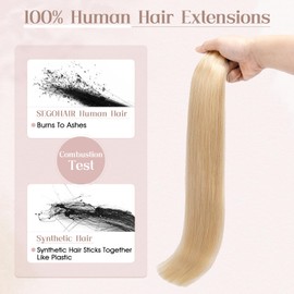 SEGOHAIR Tape in Hair Extensions Human Hair, 12" Invisible Tape in Hair Extensions, 10Pcs Real Hair Straight Natural Remy Tape Hair Extensions - Natural Blonde