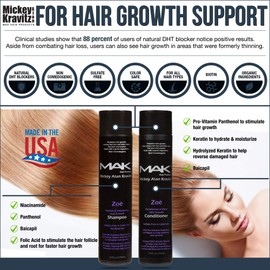 Zoe Vitamin, Volumizing Hair growth Shampoo + Pro-Vitamin, Shine Conditioner. With Biotin & natural DHT blockers to help stop hair loss and promote faster hair growth. (shampoo & conditioner)