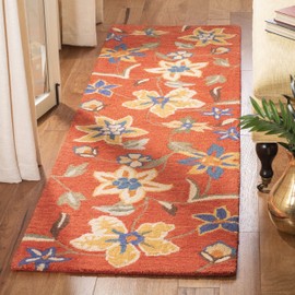 Safavieh Blossom Collection BLM673A Handmade Premium Wool Runner, 2'6" x 12' , Rust / Multi