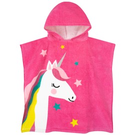 Harry Bear Unicorn Towel, Cotton Bath Poncho Children, Hooded Towel Children, Bath Poncho Girls Unicorn Swimming Towel, One Size, Pink