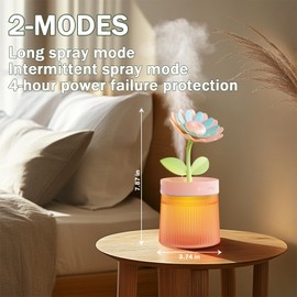 Shun Cheng FA Landscape Night Light Humidifier with 2 Mist Modes, 320mL Large Tank Whisper-Quiet for Baby/Nursery/Office, Portable Mini Air Moisturizer(Sunflower Pink)