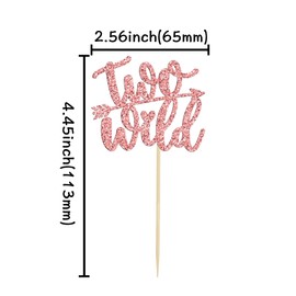 24 piezas de decoración para magdalenas salvajes de oro rosa con purpurina para bebé niña niño segundo cumpleaños cupcakes decoraciones para celebrar niños 2º cumpleaños aniversario boho fiesta temática suministros