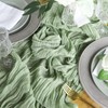DROMCOM 90 x 300 cm Sage Green Cheesecloth Table Runner
