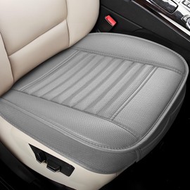 wuyaoyao Car Seat Bottom Cover, Anti-Slip Leather Car Front Seat Cushion Pad, Full Wrap Bottom Auto Seat Protector with Pocket, Universal Front Seat Cover Cushion Mat for Most Vehicles (Gray)