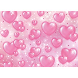 6x4ft Pink Hearts Backdrop 90s backdrops for Photoshoot,Baby Shower,Birthday,Valentine's Day or Mother's Day Party Decorations Banner