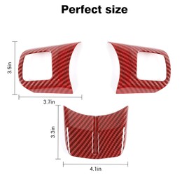 JeCar Interior Steering Wheel Decoration Trim Kits For Jeep Wrangler 2011-2017 JK & Unlimited/Patriot Compass 2011-2016 & Grand Cherokee 2011-2013, Red Carbon Fiber Finish