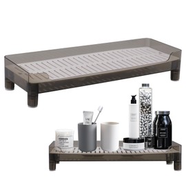 Doafoce Bathroom Tray, Rectangular Decorative Tray, 35 x 12 cm, Brown Dressing Table, Oblong Decorative Tray, Make Up Organiser, Versatile Organiser Tray, for Living Room, Kitchen, Bathroom