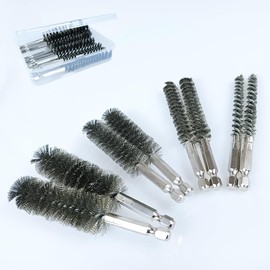 RUIVEO 8pcs Stainless Steel Wire Bore Brush Set, 1/4" Hex Shank, 1" 3/4" 1/2" 1/3" Pipe Cleaning Brushes, Straight Wire Bristles, Copper Pipe Cleaner