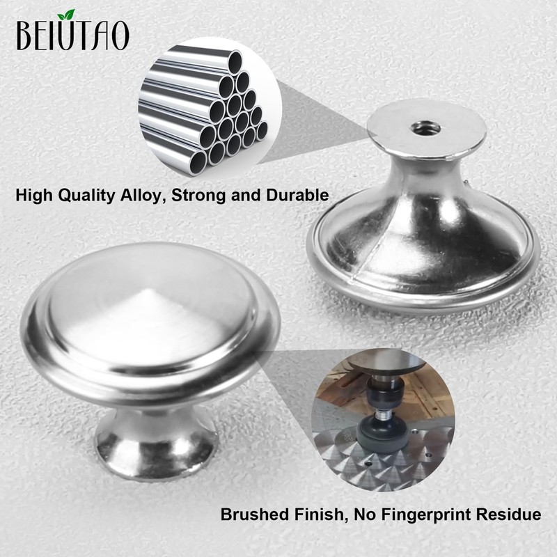 BEIUTAO 35 Pack Brushed Nickel Cabinet Knobs – 30mm Round