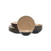 18Pc Darkbeige Elegant Cookware Plates Simple Design Stoneware Ceramic Dishes