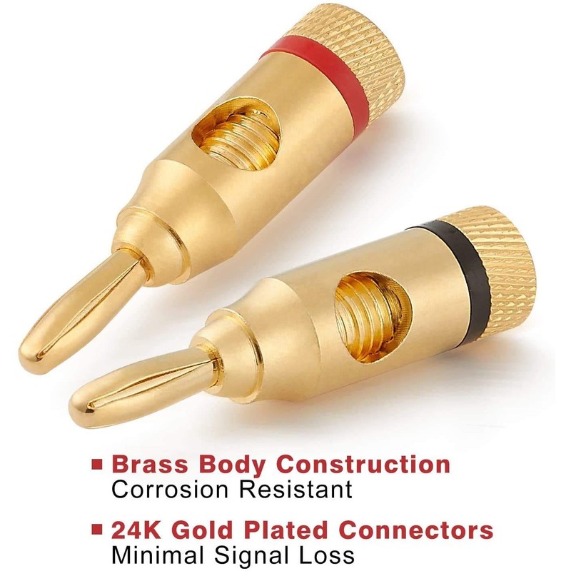 Gebildet 12pcs Gold Plated Speaker Banana Plugs(6pcs Red and 6pcs