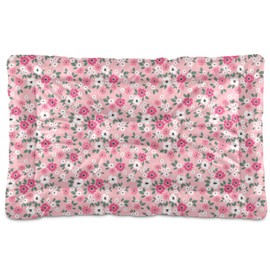 Coikll Pink Floral Pet Bed Pad Soft Dog Bed Mat with Anti-Slip Bottom, Machine Washable Crate Pad Mattress for Dog Sleeping