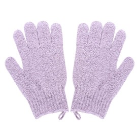 Frcolor Bath Gloves, Five Fingers, Foaming Shower Bath Gloves, Nylon, Scrubbing Gloves, Bathing Supplies, For Children and Adults, Pack of 2 (Purple)