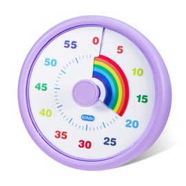 Visual Timer for Children, 60 Minute Rainbow Countdown Timer for Children and Adults with Mute Classroom Desk Tools for Kitchen, Baking, Gym (Purple)