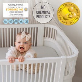 Bisoo Fitted Sheet 80 x 160 - 2-in-1 Waterproof Bed Sheet 80 x 160 cm Children - 2-in-1 Fitted Sheet Mattress Protector for Cot Junior Bed 100% Cotton Jersey Oeko-Tex - 1 Piece White 160 x 80 cm