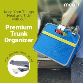 meori Collapsible Trunk Organizer for Car with Shoulder Strap for Groceries, Road Trips, Sports Gear, Car Camping, 2 Compartments