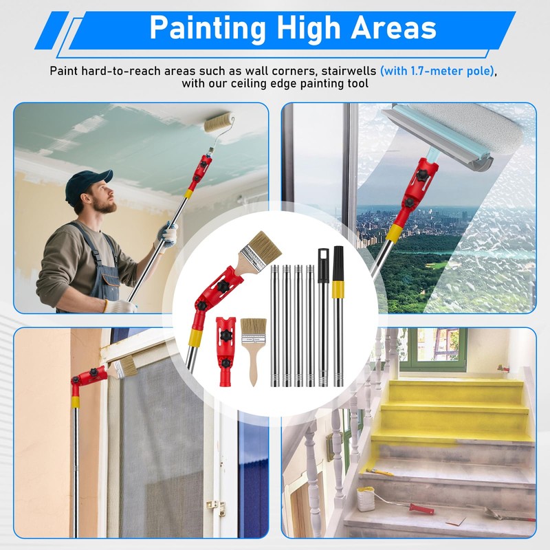 Multi-Angle Paint Roller Extension Pole Holder, Paint Brush Extender Holder