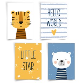 Donari ® - Lovingly Designed Set of 4 Posters for Children in A4 - Posters for Children's Room - Children's Room Decoration Boy - Creative Gift for Birth - Baby Shower Gift