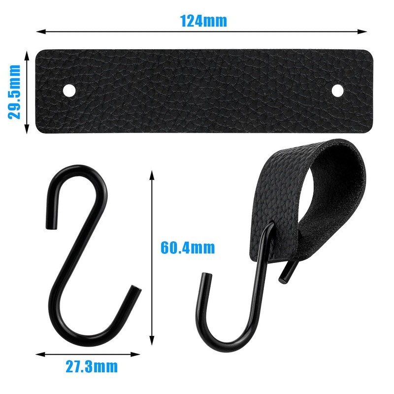 Evponk 10 Pcs Leather S Hooks for Hanging, Metal Hook