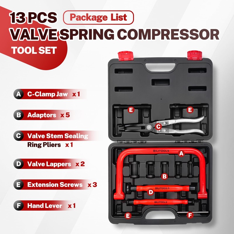 BILITOOLS 13pcs Valve Spring Compressor Tools with Straight Valve Stem