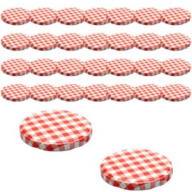mikken Twist-Off Replacement Lid for Preserving Jars 82 x 8.5 cm for Preserving Jars and Jam Jars Red/White Chequered Pack of 30