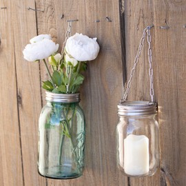 Mason Jar Lifestyle Stainless Steel Bands with Chain for Hanging Mason Jars, 6 Mason Jar Hangers (Regular Mouth, 6 Pack)