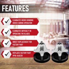 Replacement Lawn Mower Spindle Assembly with Pulley Set of 2 - Compatible with Cub Cadet, Troy-Bilt, MTD 42 Inch Deck - Replaces 918-04822B, 618-04822, 618-04822A, 618-04822B, 918-04889, 91804889A