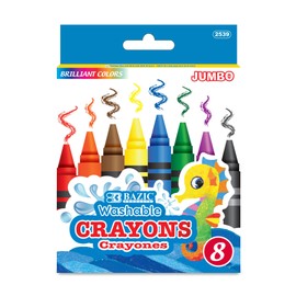 BAZIC Washable Crayons 8 Color, Coloring Drawing Assorted Colors Crayon, Non Toxic, for School Art, Gift for Kids Artist (8/Pack), 24-Packs