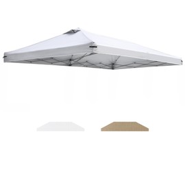 10x20 Canopy Replacement Top Cover with Air Vents for ez up Pop up Canopy Gazebo Tent, with Adjustable Strap, Waterproof & Anti-UV for Outdoor Shade (Top Only,Frame Not Included) (Off White)