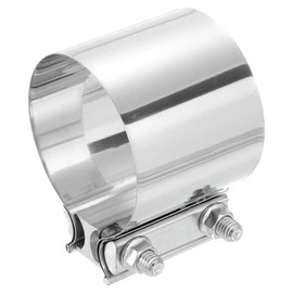 sourcing map 3.3 Inch Exhaust Clamp, 304 Stainless Steel Butt Joint Band Clamp Sleeve Coupler Pipe Repair Clamp Universal Widening Clamp for Exhaust Pipes Mufflers, Silver