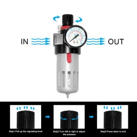 Beduan BFR4000 1/2" Air Compressor Filter Regulator Combo,Manual Drain with Bracket, Gauge