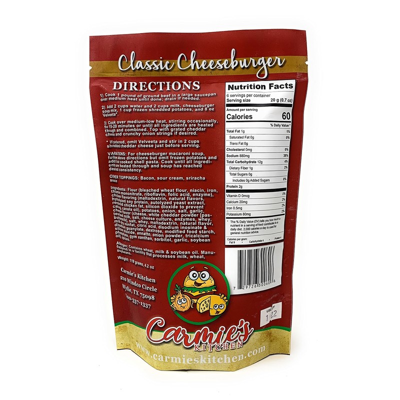 Carmie's Kitchen Classic Cheeseburger Soup Mix
