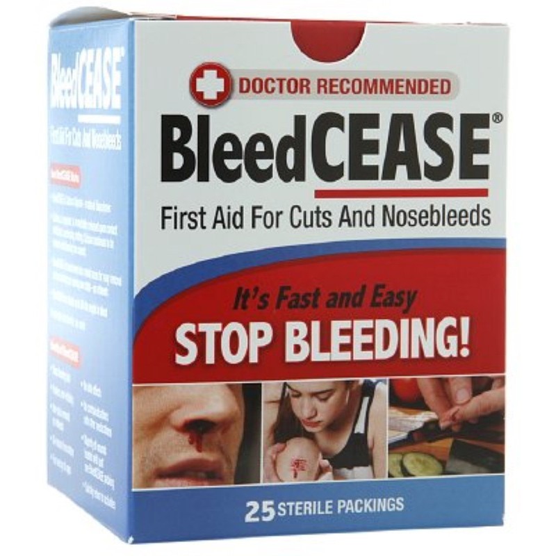 BleedCease First Aid for Cuts and Nosebleeds Sterile Packings 25