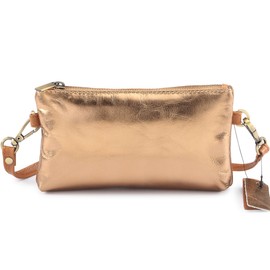 HYDESTYLE Crossbody bags for Women, Small Leather Cross Body Phone Purses Bag Ladies Handbags & Shoulder bags, Travel Friendly Envelope Wristlet Clutch with Pockets Compartments Large Capacity-Copper