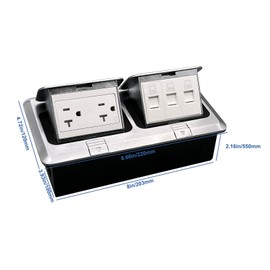 Jiangce Pop Up Floor Outlet Kit,Recessed Floor Outlet Box, with 20 Amp TR Recaptacle Outlet Stainless Steel Cover and 3 LAN for Office, Conference Room and Home Floor