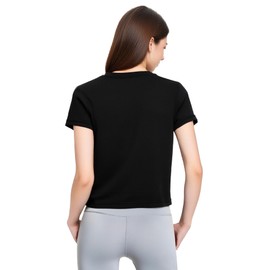 Fioboc Womens Workout Tops Scoop Neck Short Sleeve Shirts Athletic Crop Tops Fitted Baby Tees Breathable Gym Running Yoga Shirts