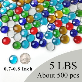 FANTIAN 5Lb Flat Glass Marbles for Vase, 500 PCS Mixed Color Mancala Glass Rocks, Decorative Glass Pebbles for Vase Aquarium Plants Mosaic Crafts Centerpieces and Fire Pit Decor