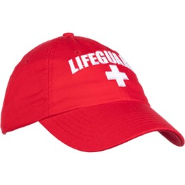 Ann Arbor T-shirt Co. Lifeguard Hat | Professional Guard Red Baseball Cap Men Women Costume Uniform - Red