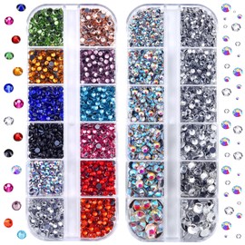 Blinginbox Hotfix Rhinestones for Clothes Craft, 4000pcs Hotfix Crystal Rhinestones Flat Back Round Gems for Hotfix Applicator, SS6-SS30 Multiple Size with Black Red Green Blue Clear AB Color