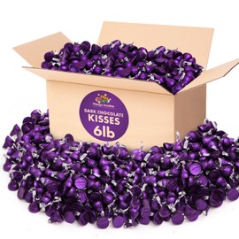 Dark Chocolate Kisses, 6lb Pack of Dark Chocolate Individually Wrapped, Ideal Purple Candy Bulk for Parties and Gatherings, Perfect Kisses Chocolate for Candy Buffets, Gift Baskets, and Sweet Treats