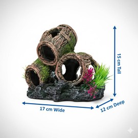 M PELOSA Fish Tank Decorations 17 x 12 x 15 cm Barrel Shaped Aquarium Decoration – Cute Resin Fish Tank Ornaments – Durable Water Resistant Paint Aquarium Accessories for Small, Medium, Large Tanks